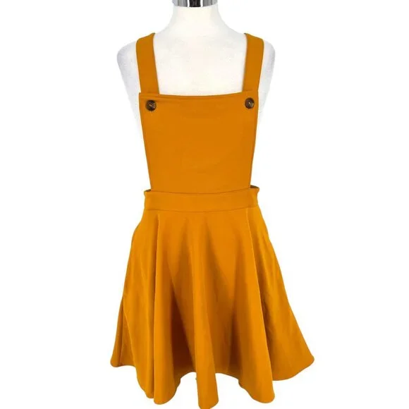 Hell Bunny | Dresses | Hell Bunny Amelie Pinafore Dress Mustard Yellow Mini  Length Size Large | Poshmark